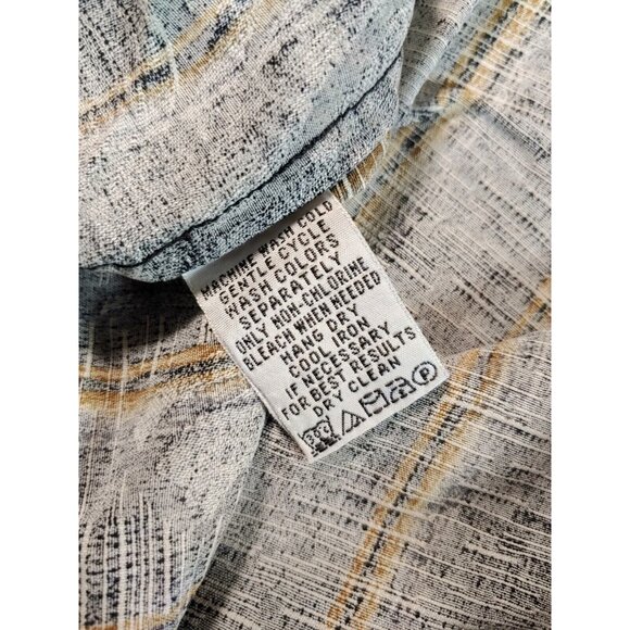 Tommy Bahama Button Up Long Sleeve Shirt - Black/Tan Stipe Silk - Mens Large - Picture 7 of 9